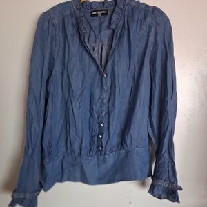 Karl Lagerfeld Denim Blue Blouse with Ruffles